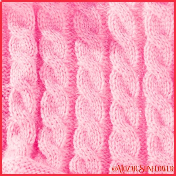 Toddler 2 Piece Hand Cable Knit Pink Hat Faux Fur Pom and Collar Scarf - Picture 2 of 4